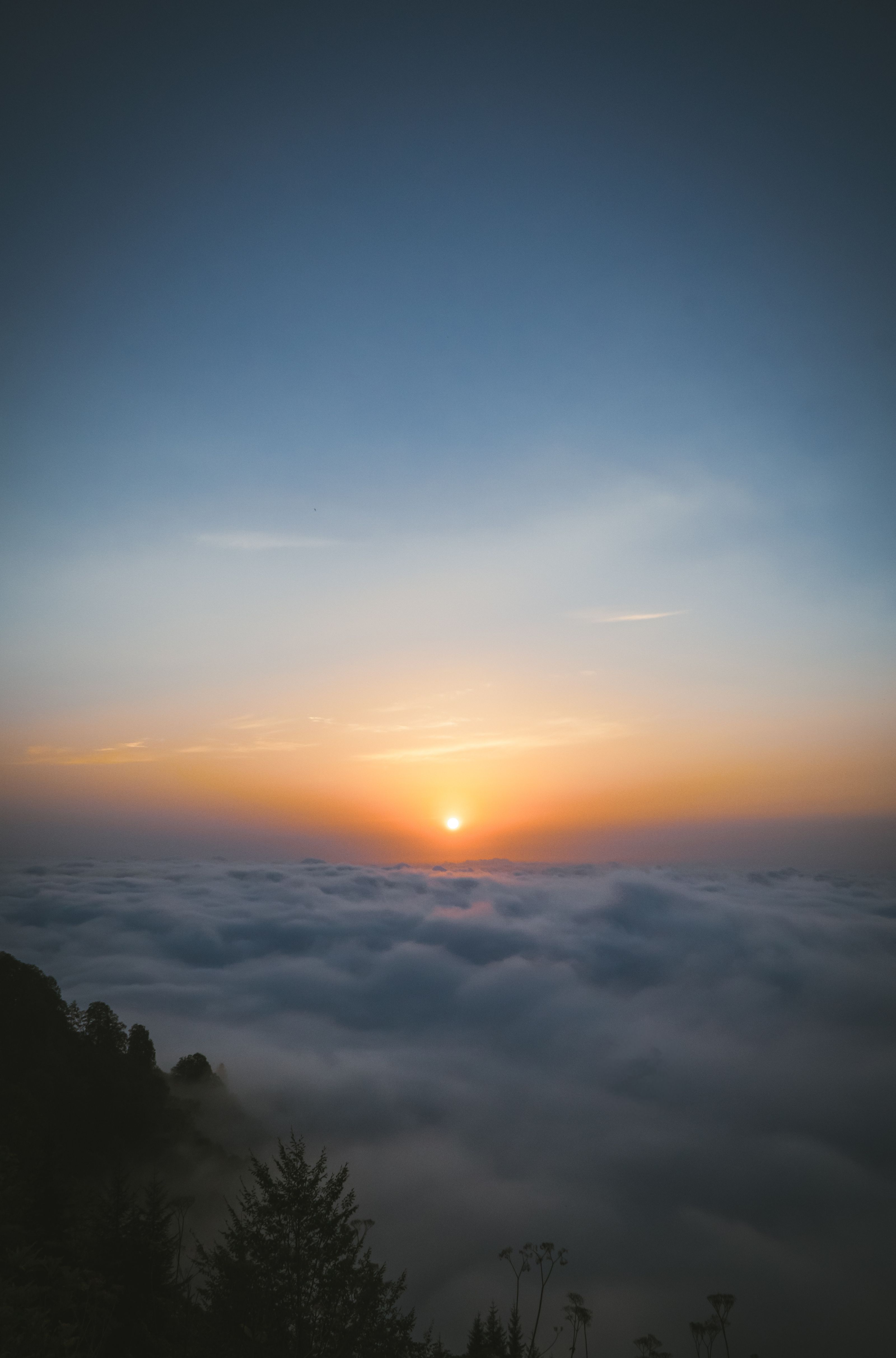 A calm sunrise above the clouds